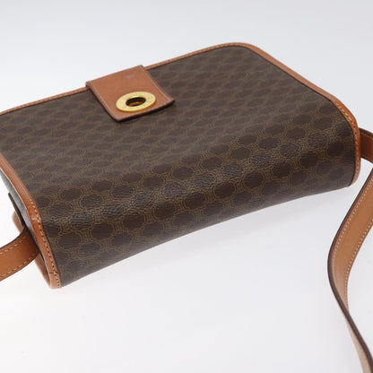 Celine Vintage Macadam Circle Logo Canvas and Leather, Brown, Canvas, Shoulder Bag