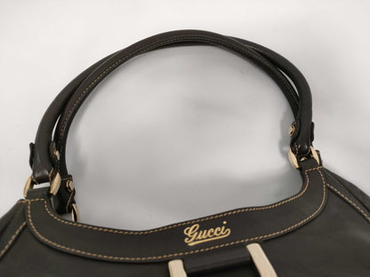 Gucci D Ring Hobo Leather, Brown, Leather, Shoulder Bag
