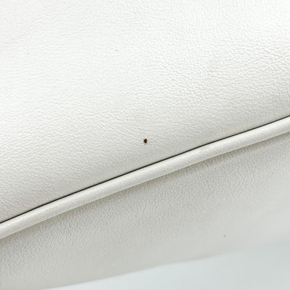 Prada Triangle Logo Zip Leather, White, Leather, Crossbody Bag
