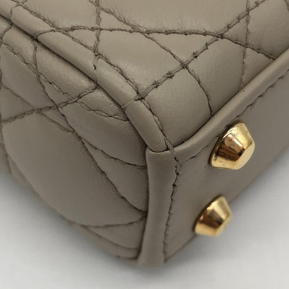 Christian Dior Lady Dior Leather, Gray, Leather, Handbag