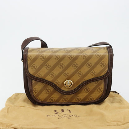 Balenciaga B. Shoulder Leather, Beige, Canvas, Shoulder Bag