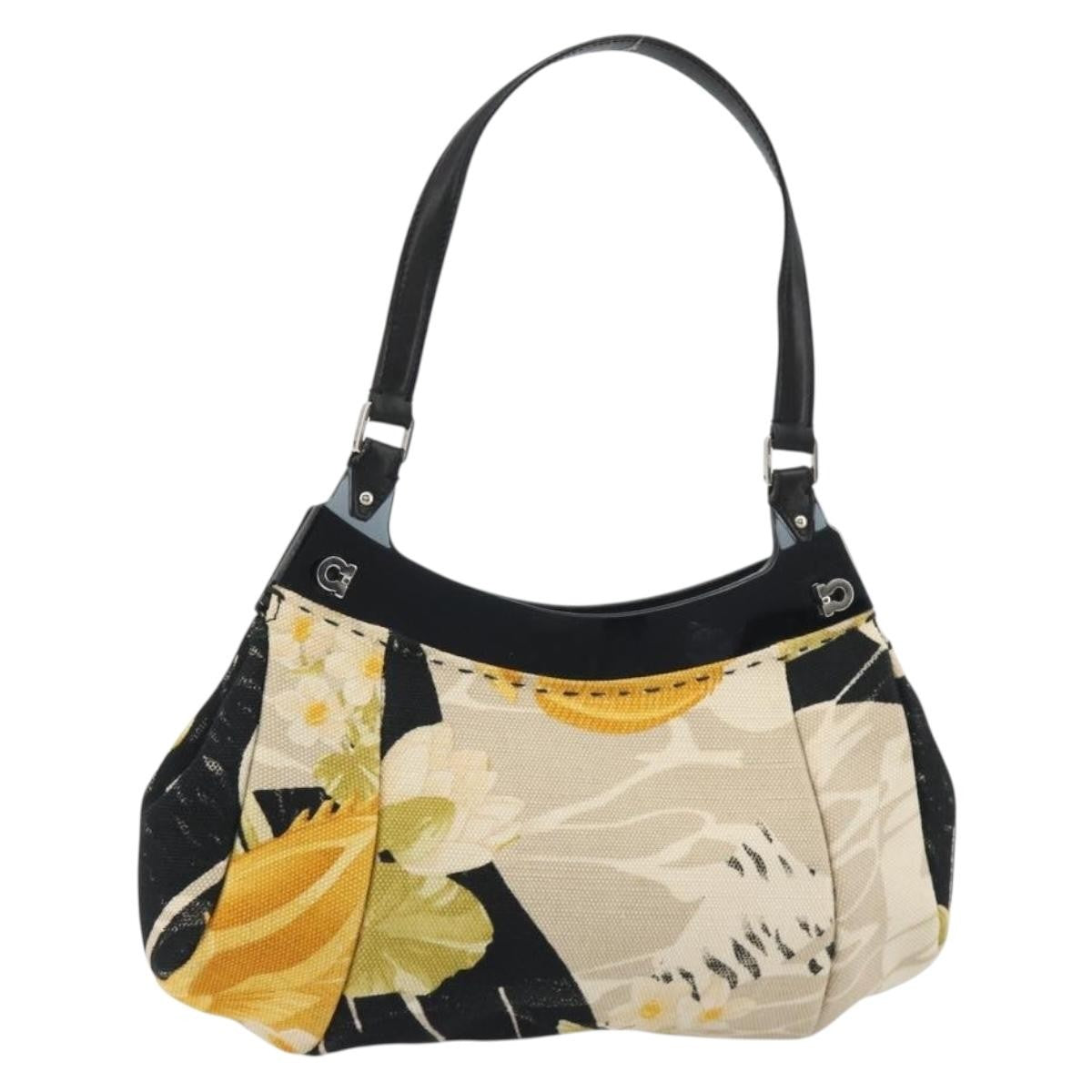 Salvatore Ferragamo Gancini Canvas, Beige, Canvas, Crossbody Bag