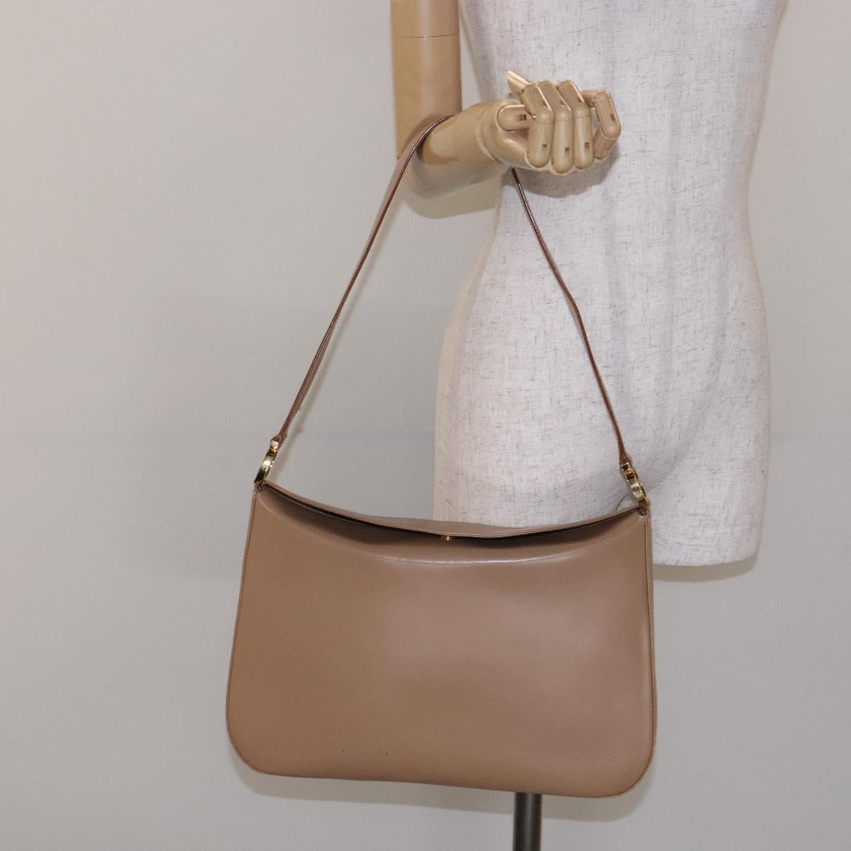 Salvatore Ferragamo Gancini Leather, Beige, Leather, Shoulder Bag