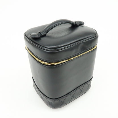 Chanel Vanity Leather, Black, Leather, Handbag