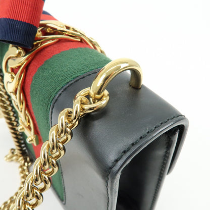 Gucci Sylvie Chain Leather, Black, Leather, Shoulder Bag