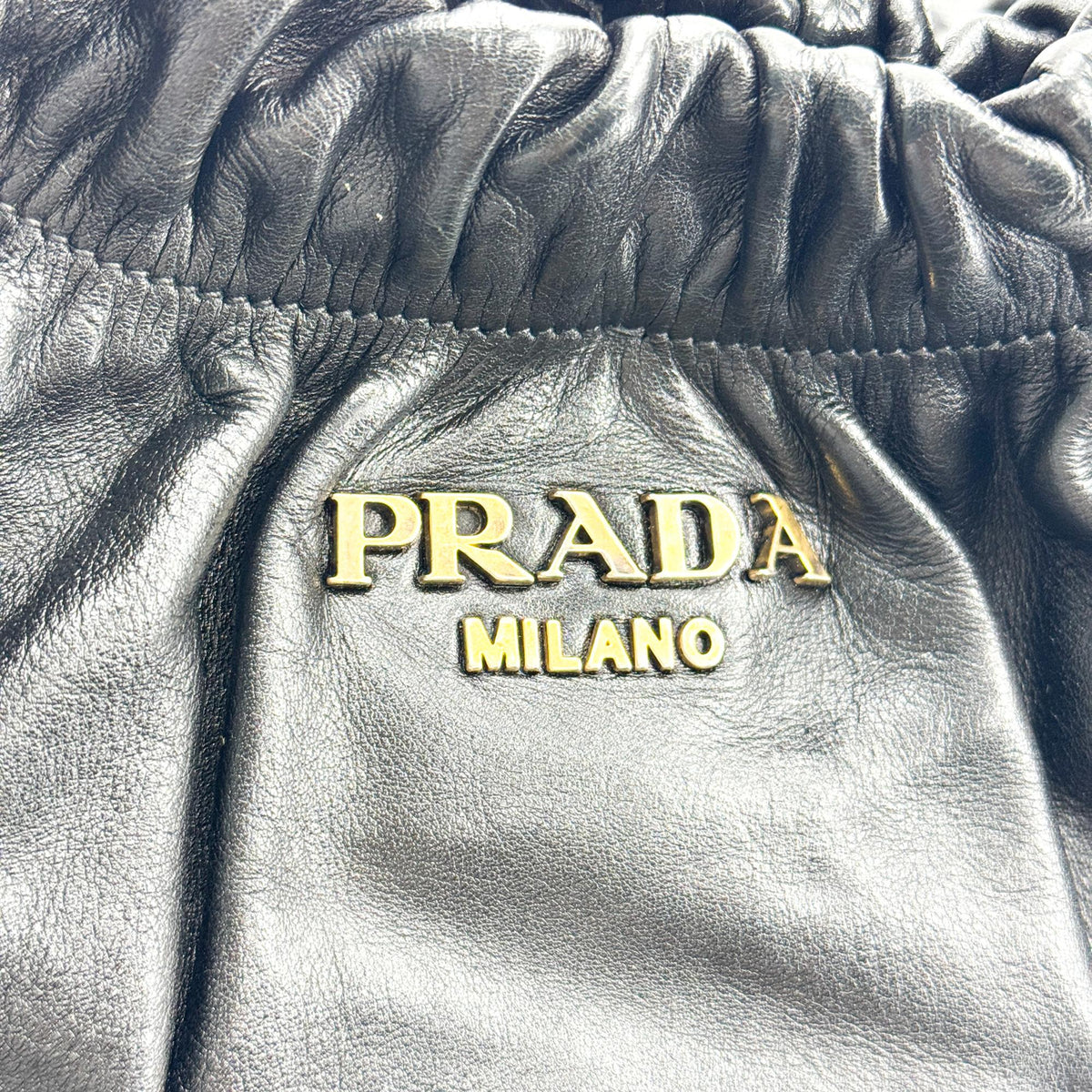 Prada Buckle Open Soft Calf, Black, Leather, Tote Bag