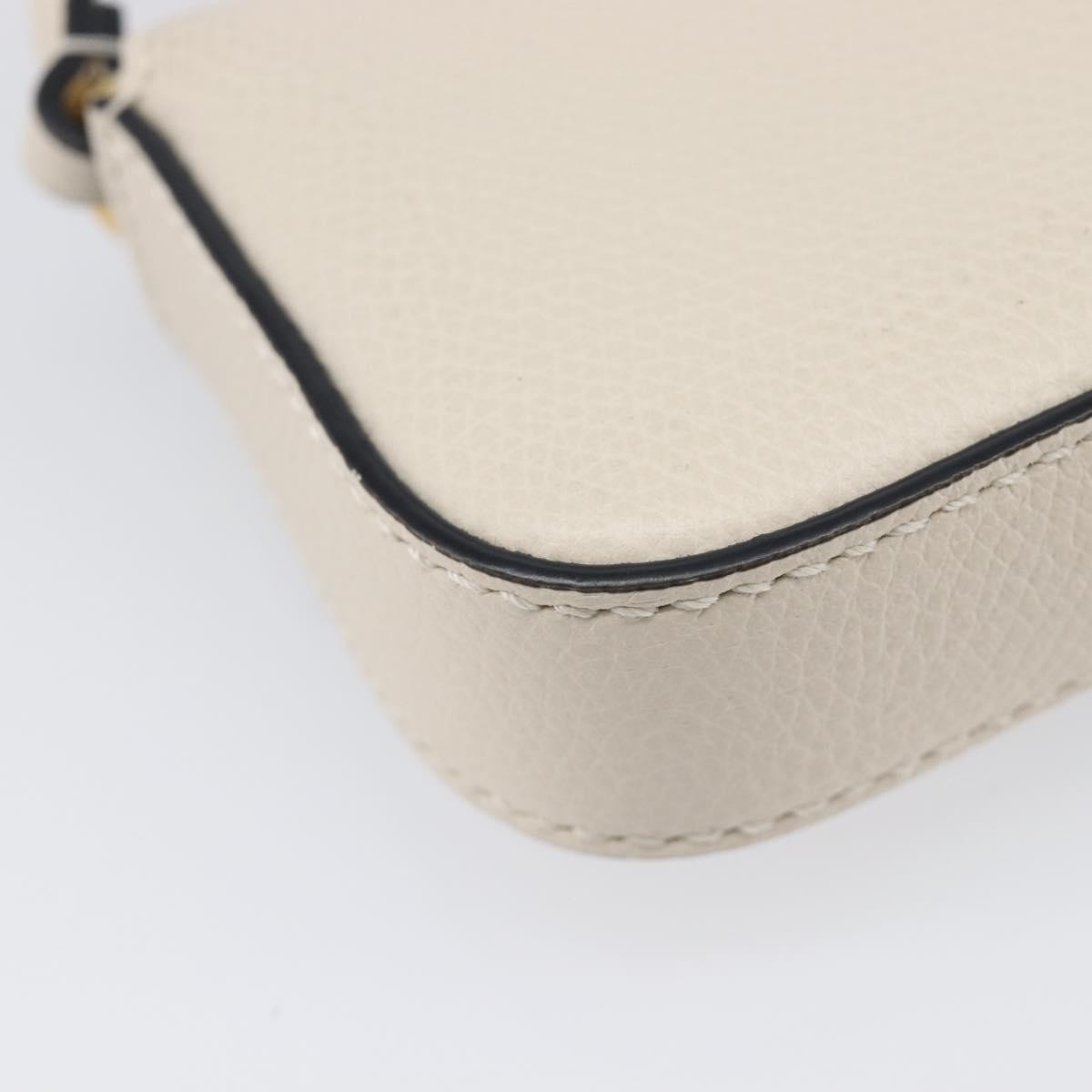 Valentino Garavani V Pouch Shoulder Bag Leather, White, Leather, Shoulder Bag