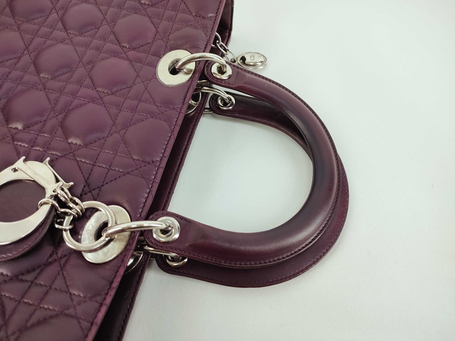 Christian Dior Saddle Handbag with Strap Leather, Purple, Leather, Handbag
