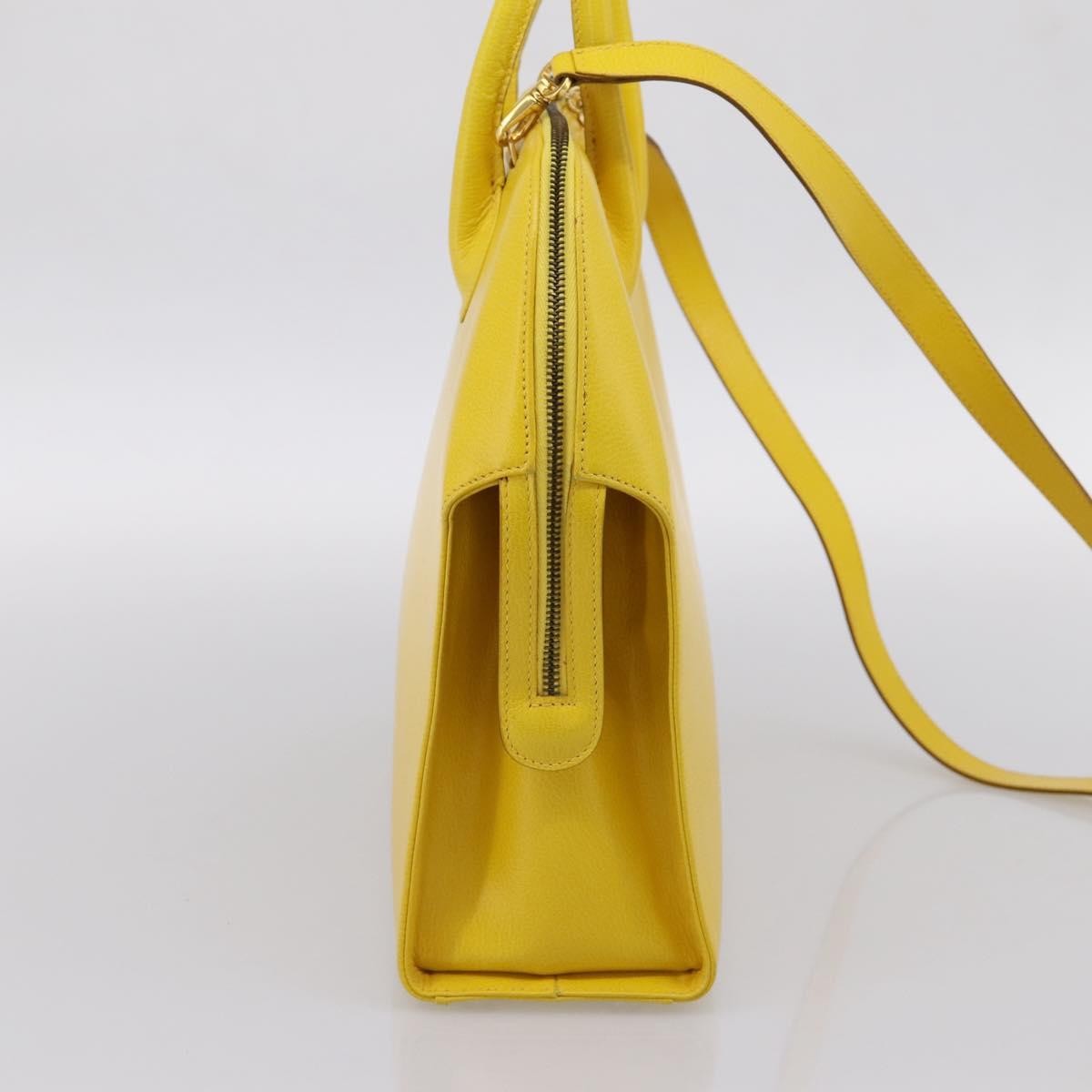 Salvatore Ferragamo Gancini Leather, Yellow, Leather, Handbag