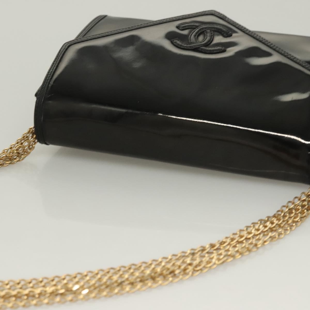 Chanel CC Envelope Flap Patent Leather, Black, Patent Leather, Clutch