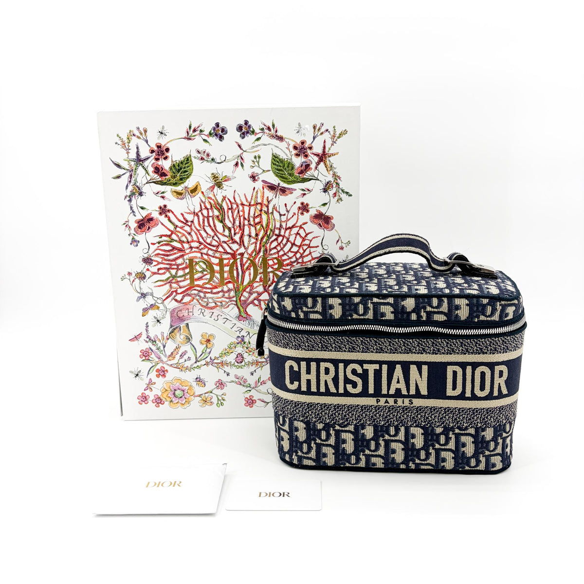 Christian Dior DiorTravel Vanity Case Oblique Canvas, Navy, Canvas, Handbag