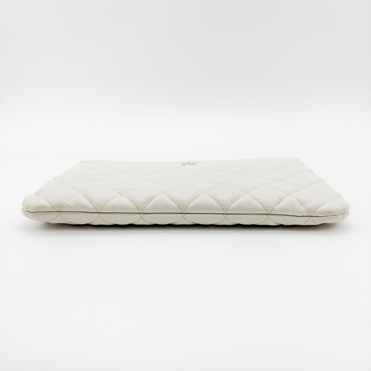 Chanel Classic O Case Quilted Caviar, White, Leather, Clutch