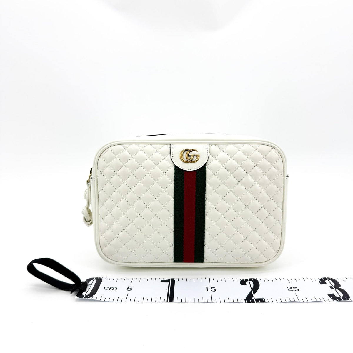 Gucci Trapuntata Camera Quilted Leather, White, Leather, Handbag