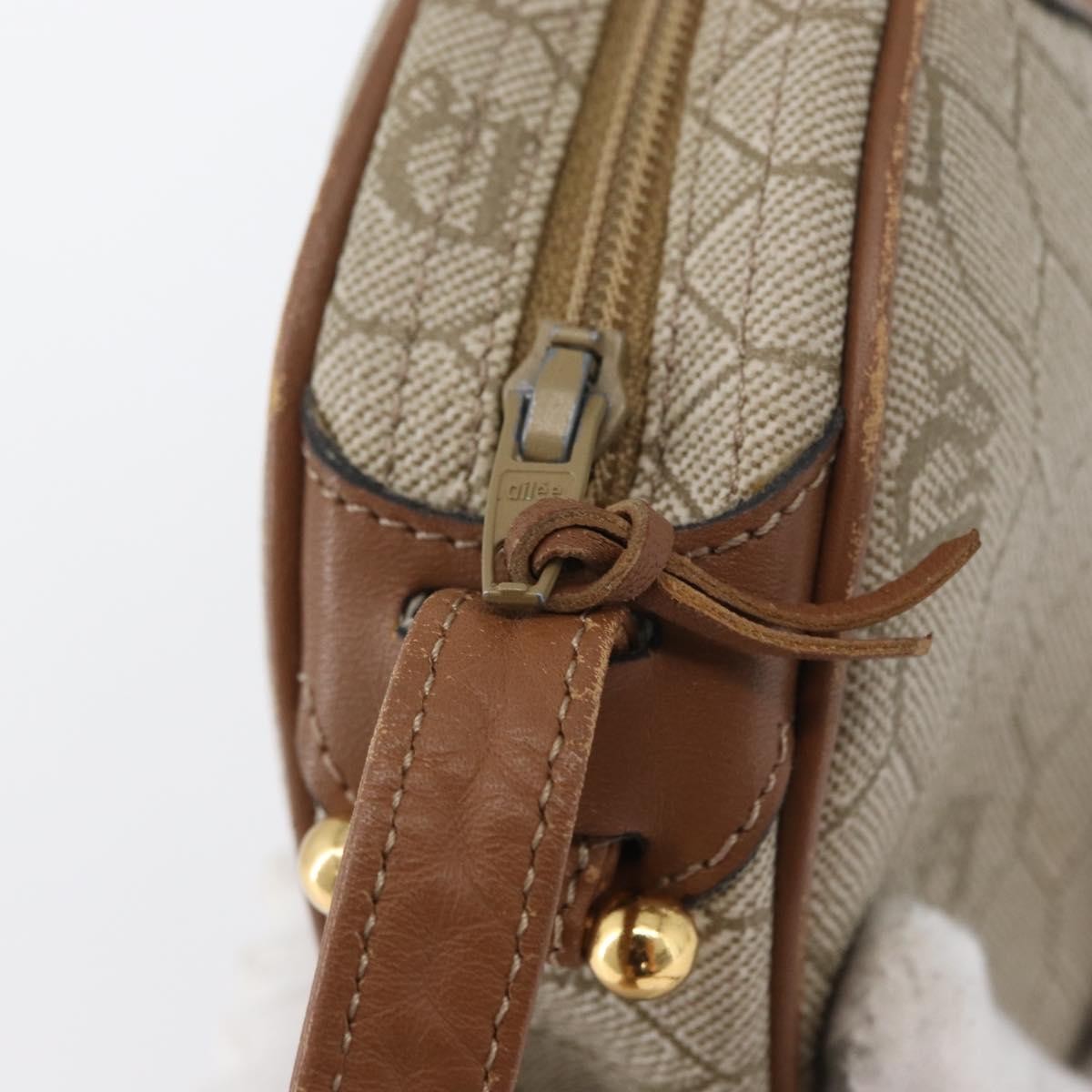 Christian Dior Vintage Honeycomb Canvas and Leather, Beige, Canvas, Shoulder Bag