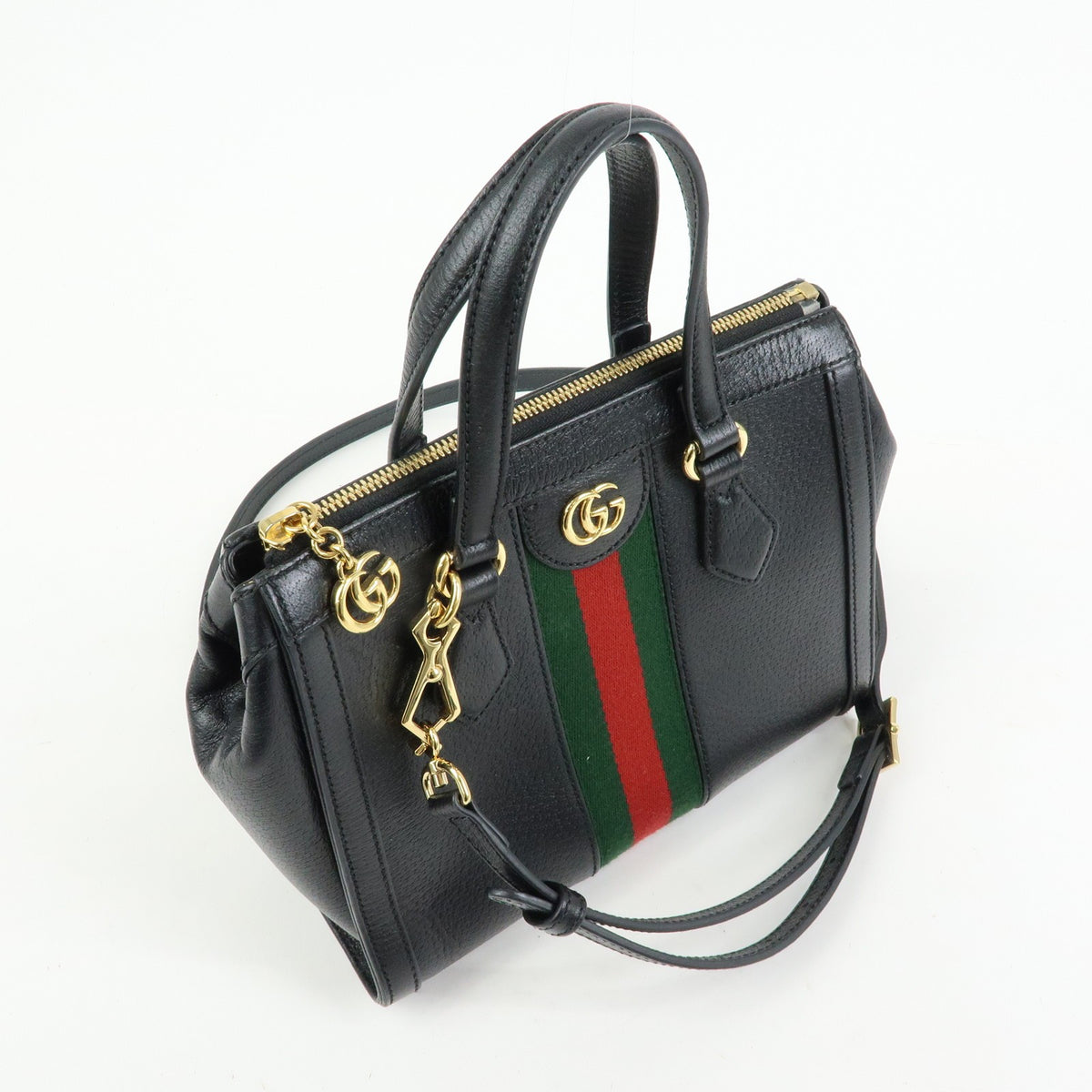 Gucci Ophidia Top Handle Leather, Black, Leather, Tote Bag