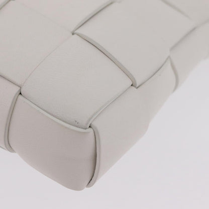 Bottega Veneta The Snap Clutch Maxi Intrecciato Leather with Wood and Metal, White, Leather, Clutch