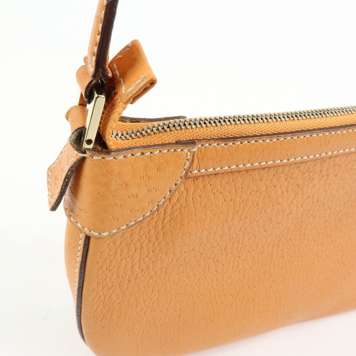 Salvatore Ferragamo Gancini Top Handle Leather, Orange, Leather, Handbag