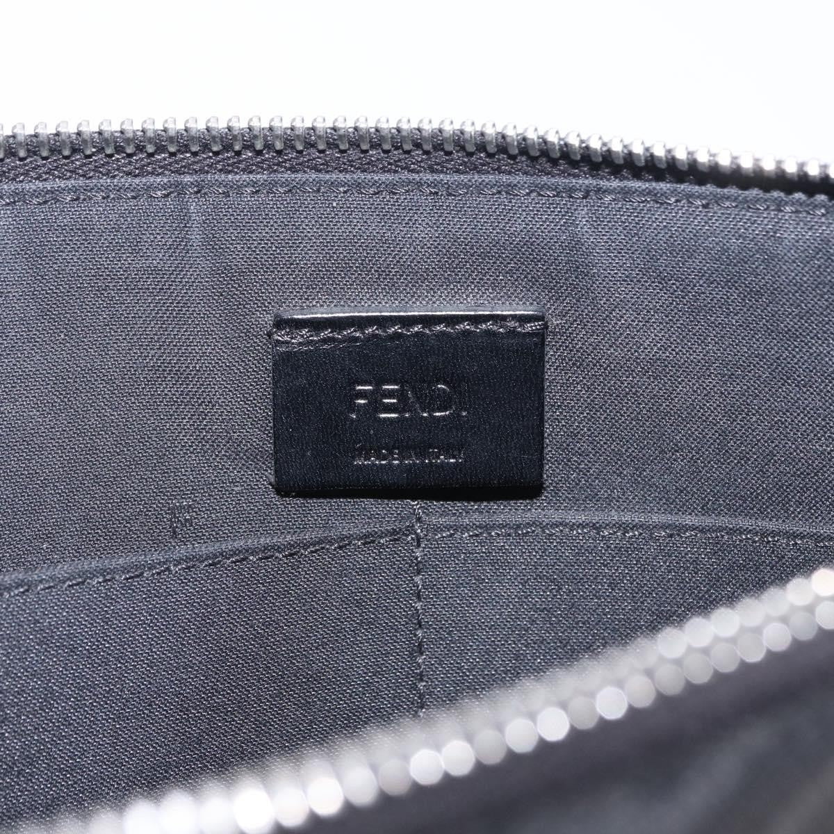 Fendi Zip Flat Wristlet Zucca Coated Canvas and Leather, Black, Canvas, Clutch