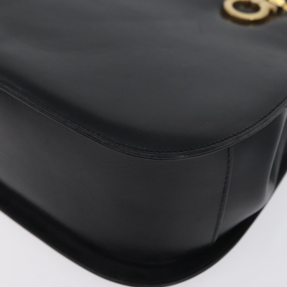 Salvatore Ferragamo Gancini Leather, Black, Leather, Handbag