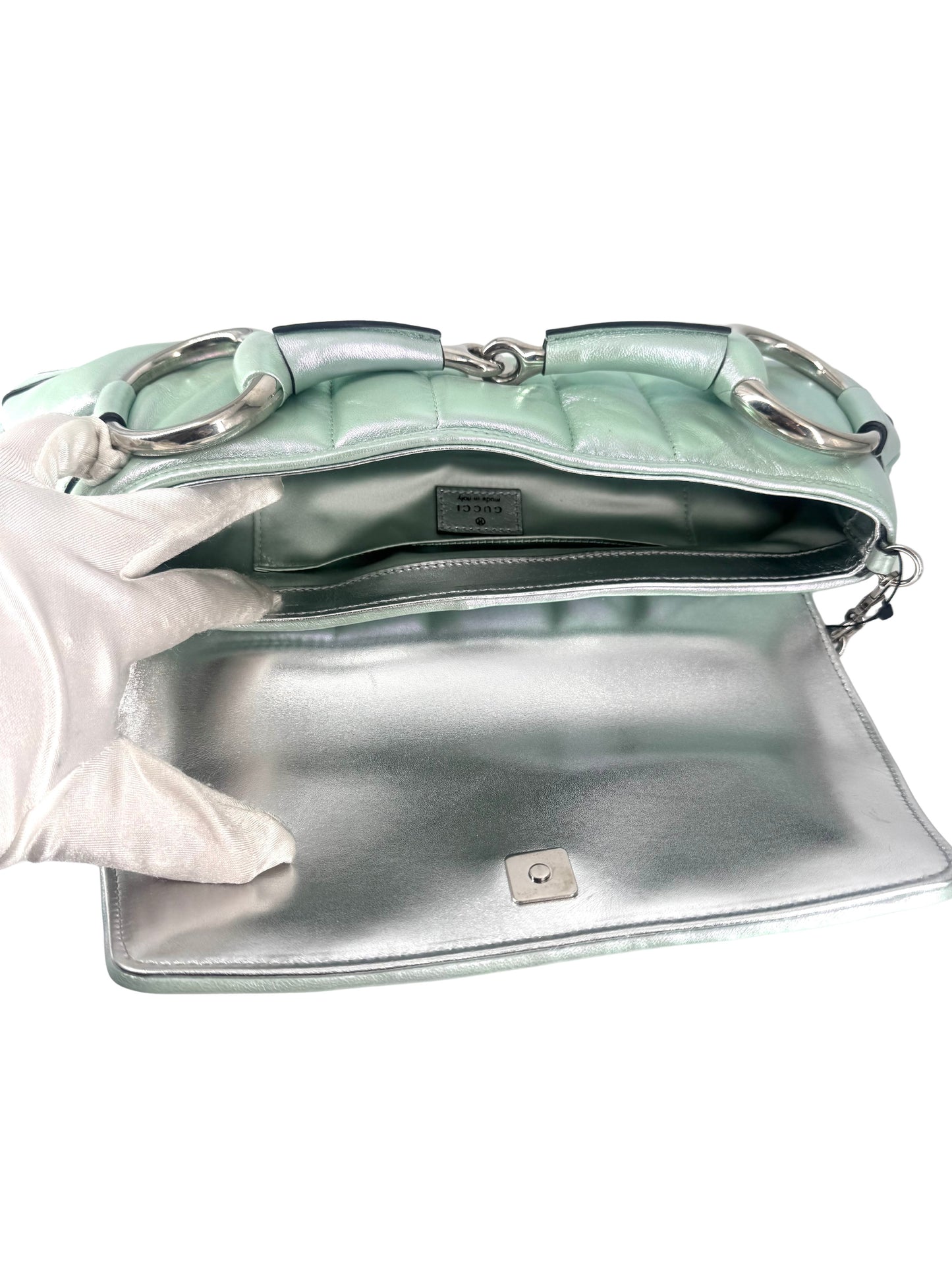 Gucci Horsebit, Metallic, Leather, shoulder