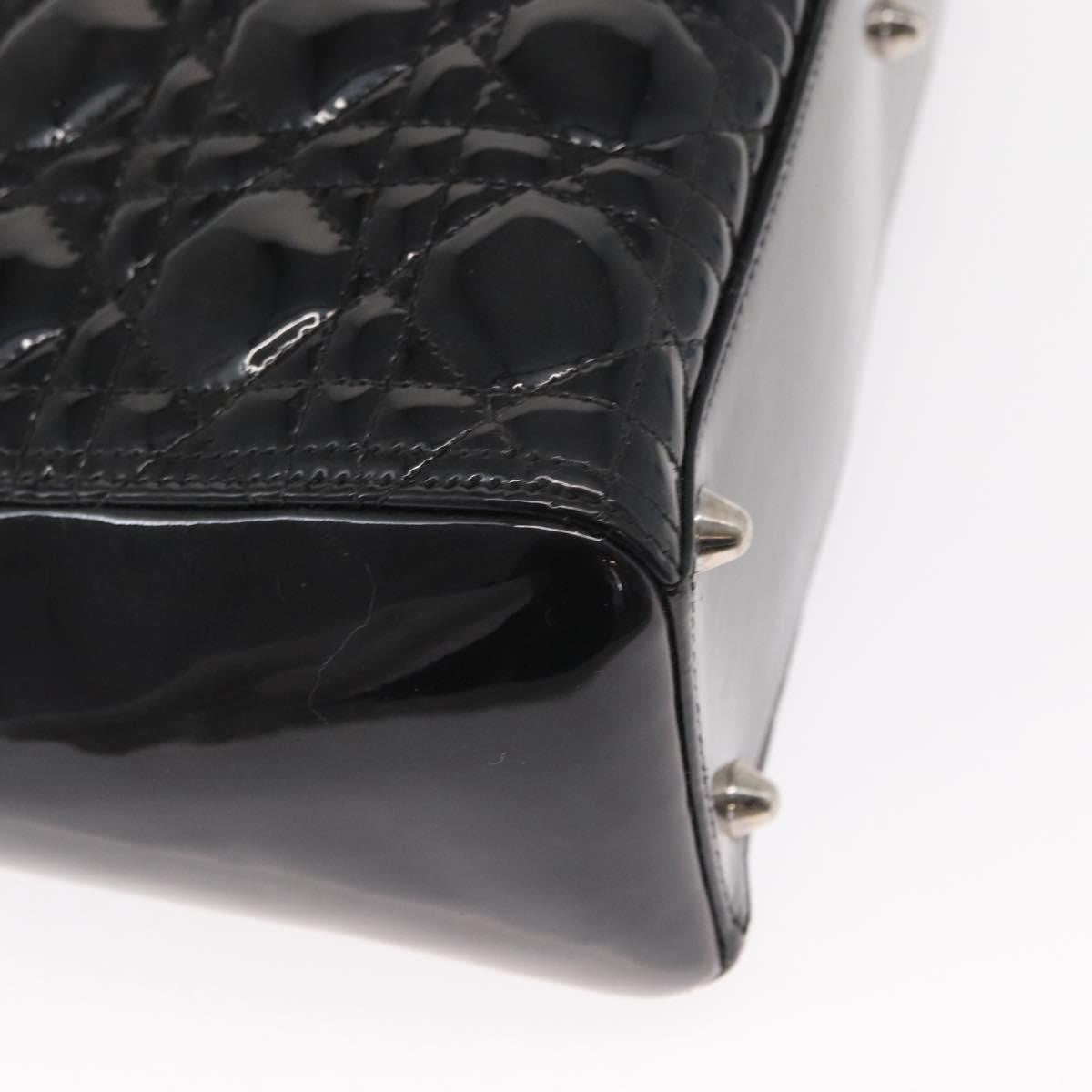 Christian Dior Lady Dior Cannage Stitch Patent, Black, Patent Leather, Handbag