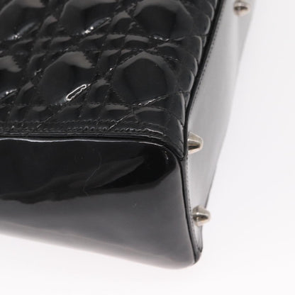 Christian Dior Lady Dior Cannage Stitch Patent, Black, Patent Leather, Handbag