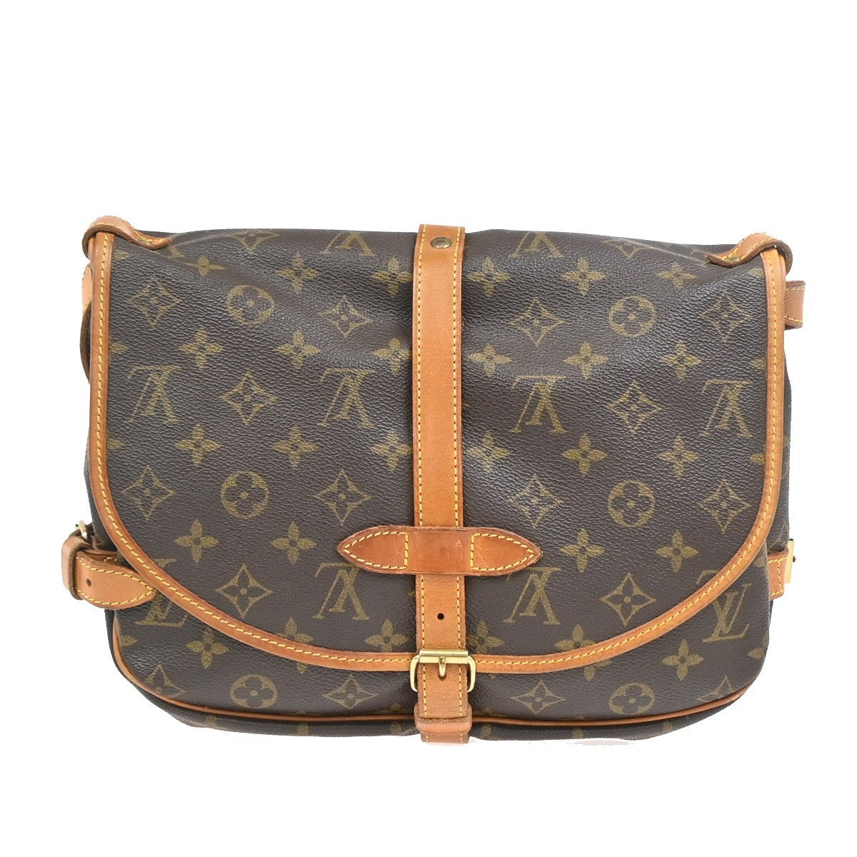 Louis Vuitton Saumur Monogram, Brown, Leather, Shoulder Bag