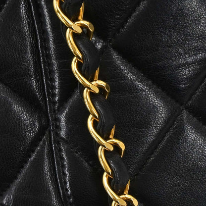 Chanel Vintage Chain Tote Quilted Lambskin, Black, Leather, Tote Bag