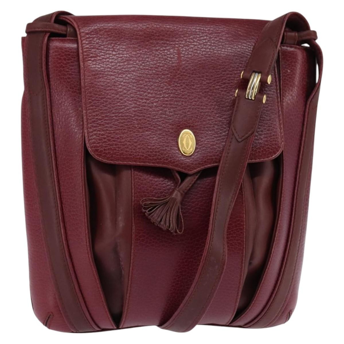 Cartier Must de Cartier Leather, Burgundy, Leather, Bag