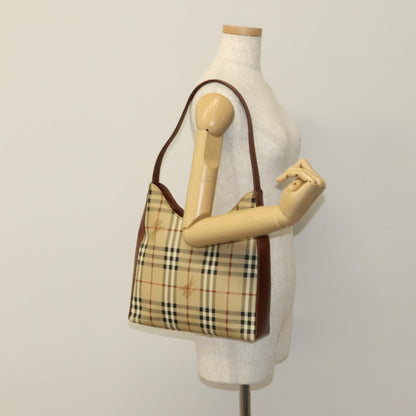 Burberry Shoulder Haymarket Coated Canvas, Beige, PVC, Shoulder bag