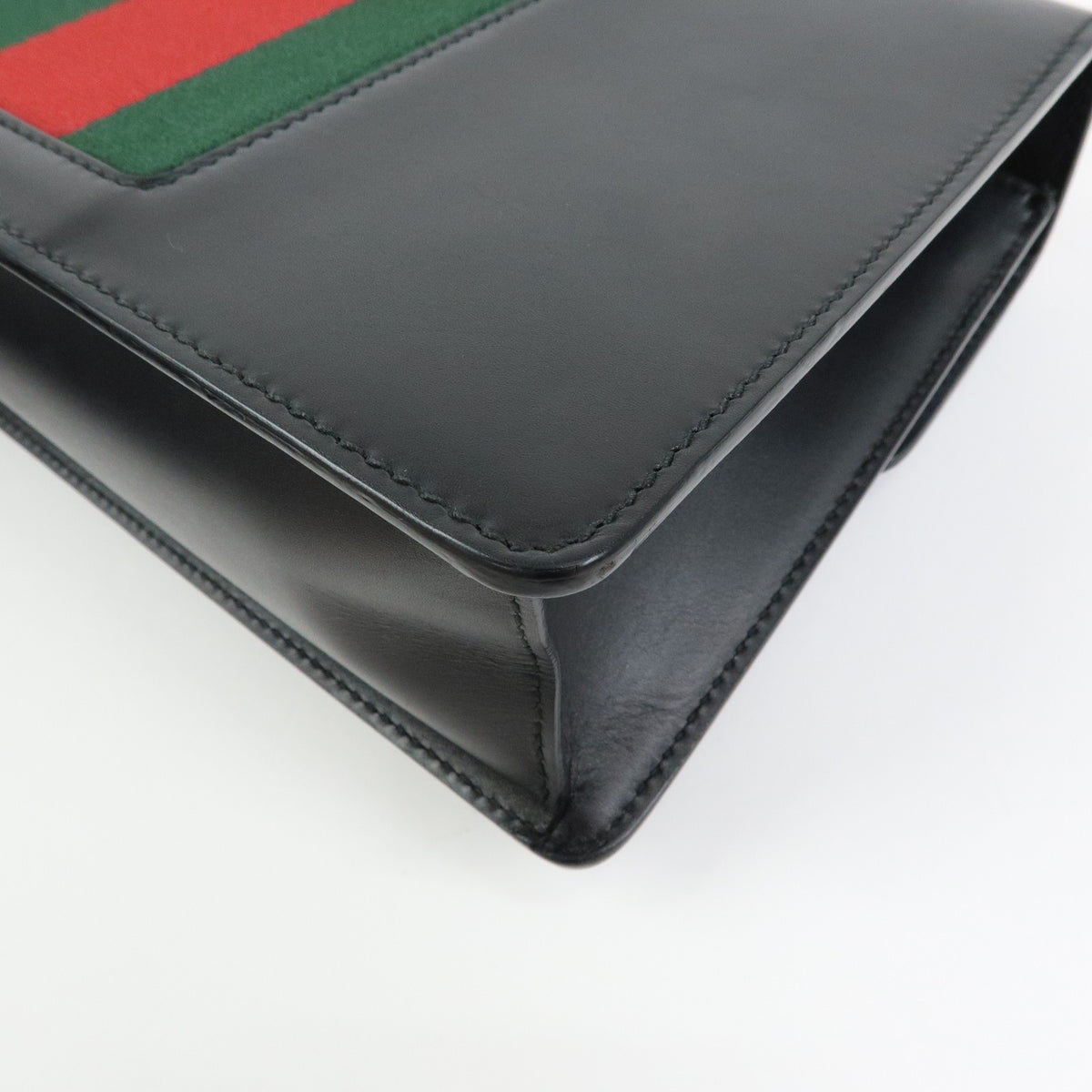Gucci Sylvie Leather, Black, Leather, Shoulder Bag