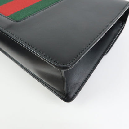Gucci Sylvie Leather, Black, Leather, Shoulder Bag