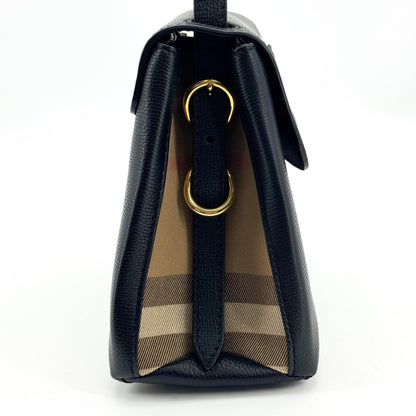 Burberry Camberley Top Handle Leather, Black, Leather, Handbag