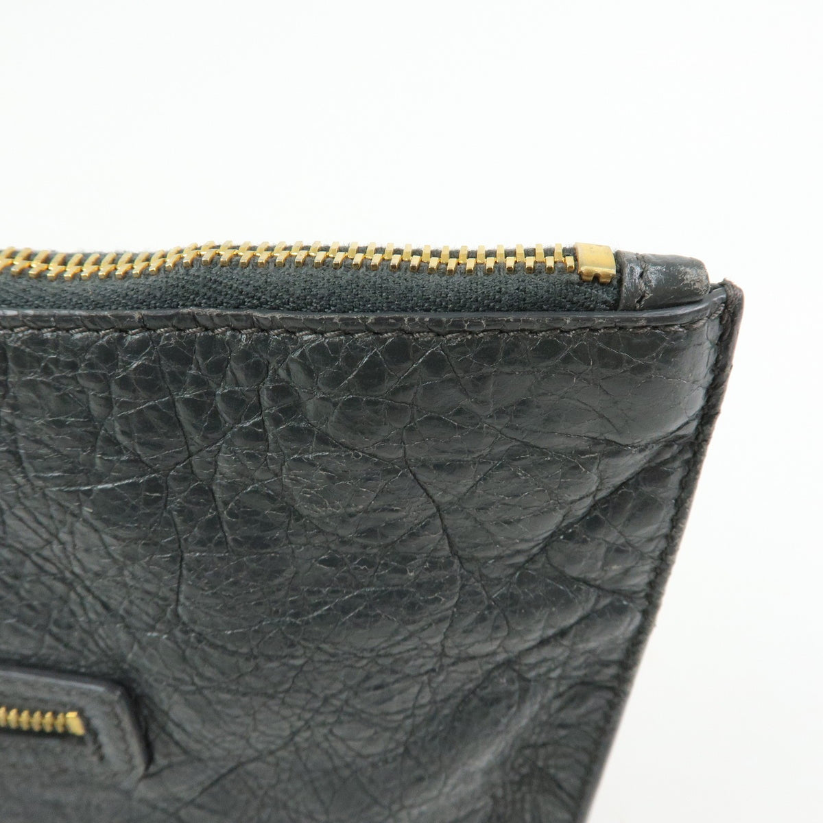 Balenciaga Zip Around Giant Studs Clutch Leather, Gray, Leather, Clutch