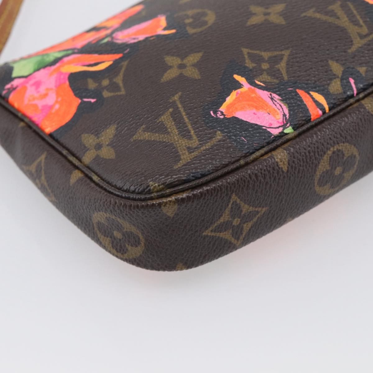 Louis Vuitton Pochette Accessoires Limited Edition Monogram Roses, Multicolour, Canvas, Clutch