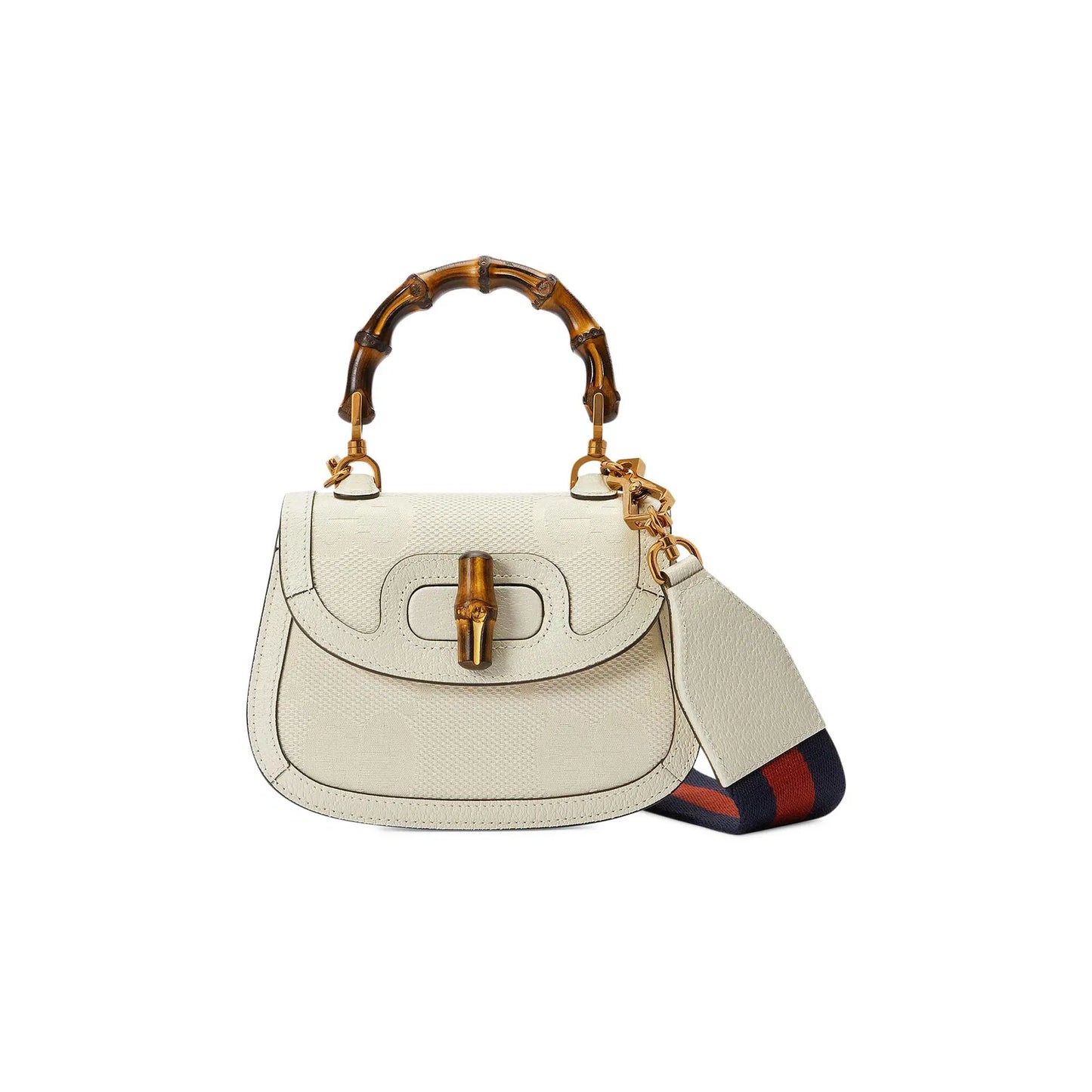 Gucci Bamboo 1947 Top Handle Bag Jumbo GG Canvas, WHITE, CANVAS, Handbag