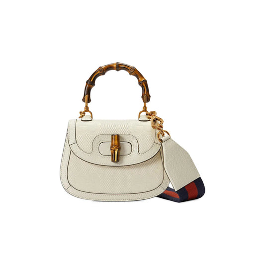 Gucci Bamboo 1947 Top Handle Bag Jumbo GG Canvas, WHITE, CANVAS, Handbag