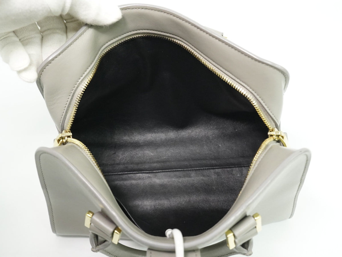 Saint Laurent Monogram Cabas Leather, Gray, Leather, Tote Bag