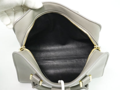 Saint Laurent Monogram Cabas Leather, Gray, Leather, Tote Bag