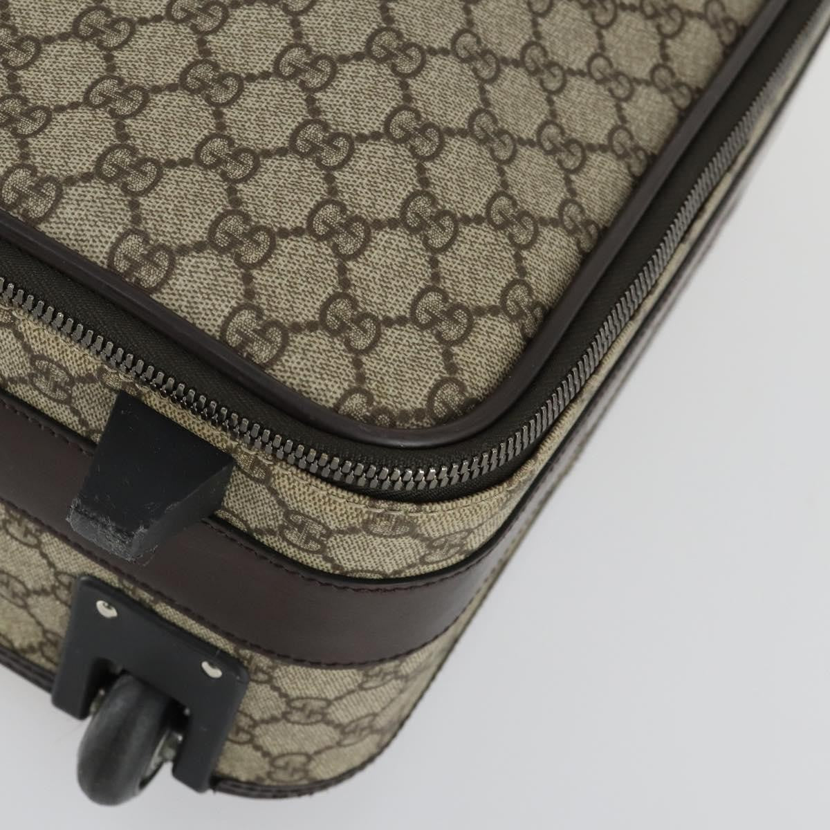Gucci Web Trolley Rolling Luggage GG Coated Canvas, Beige, PVC, Travel Bag