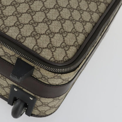 Gucci Web Trolley Rolling Luggage GG Coated Canvas, Beige, PVC, Travel Bag