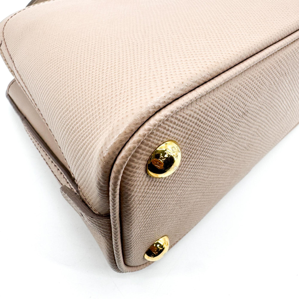 Prada Matinee Top Handle Saffiano Leather, Beige, Leather, Handbag