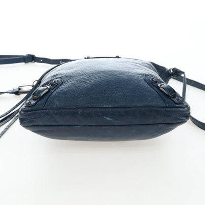 Balenciaga Flat Crossbody Classic Studs Leather, Navy, Leather, Crossbody Bag