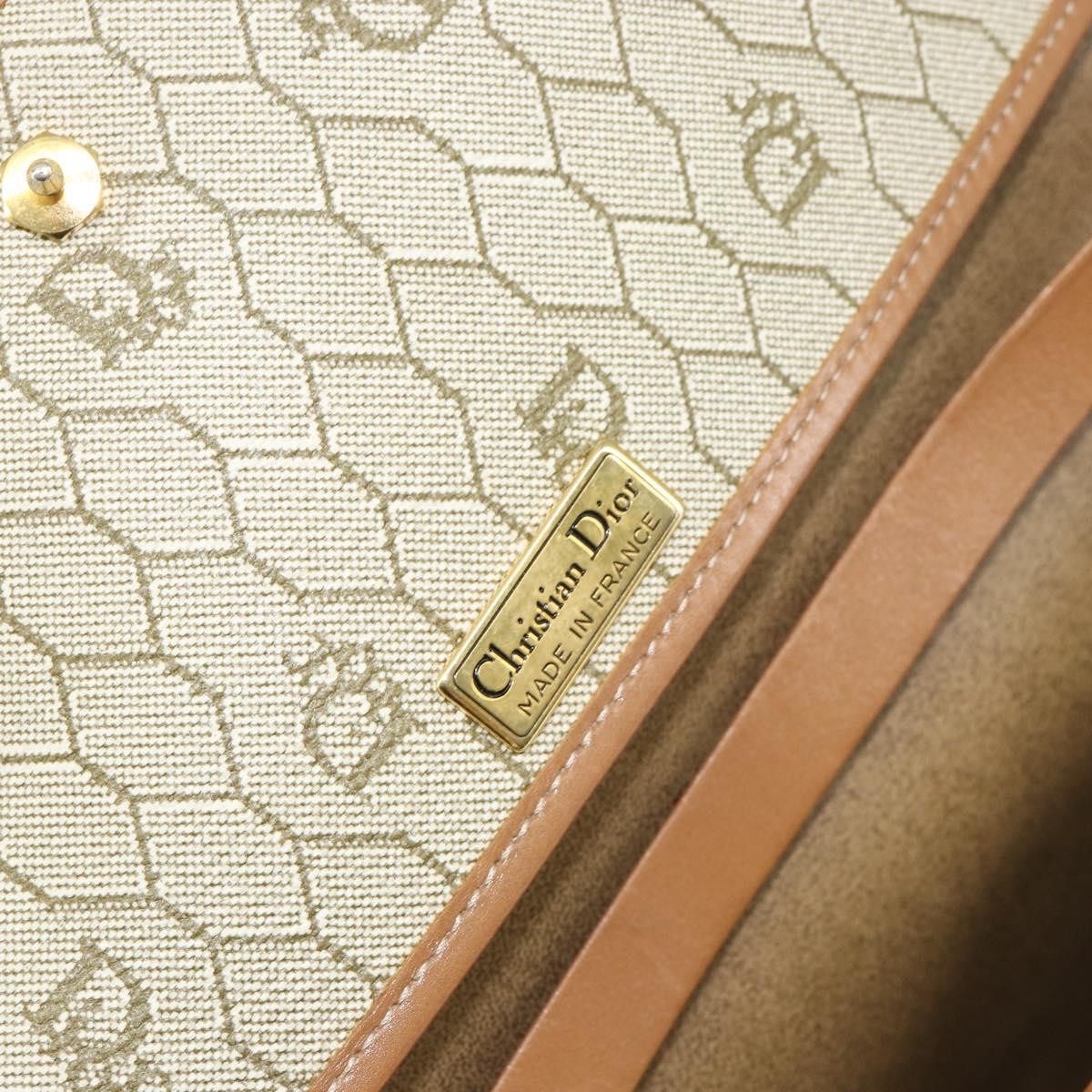 Christian Dior Vintage Honeycomb chain Canvas, Beige, Canvas, Shoulder Bag
