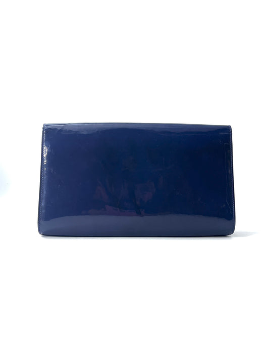 Saint Laurent Fringe Key Pouch Matelasse Chevron Leather, BLUE, LEATHER, Clutche & pouche