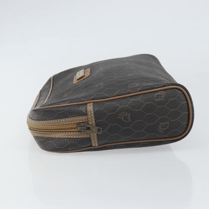 Christian Dior Vintage Honeycomb Zip Canvas and Leather, Black, Canvas, Clutch