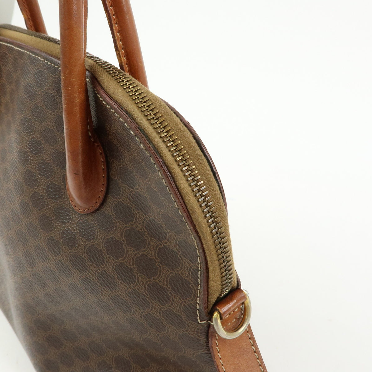 Celine Vintage Handbag Toile Céline, Brown, Canvas, Handbag