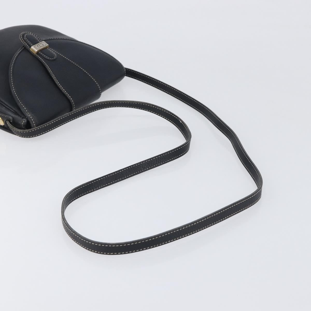 Christian Dior Vintage CD Logo Leather, Navy, Leather, Shoulder Bag