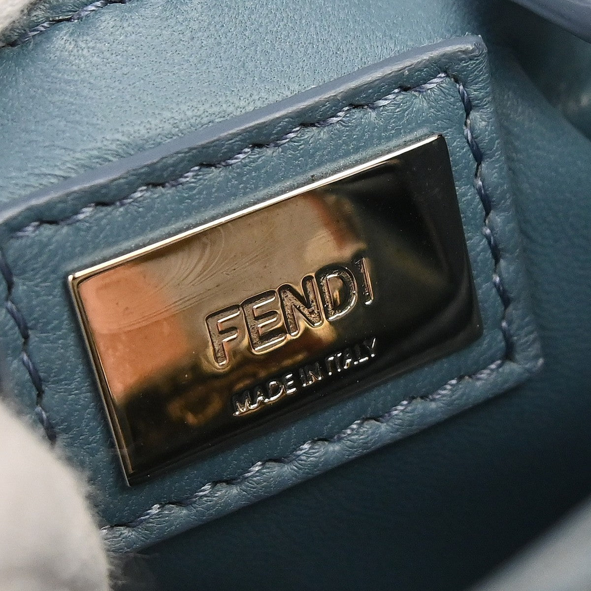 Fendi Peekaboo Leather, Blue, Leather, Handbag