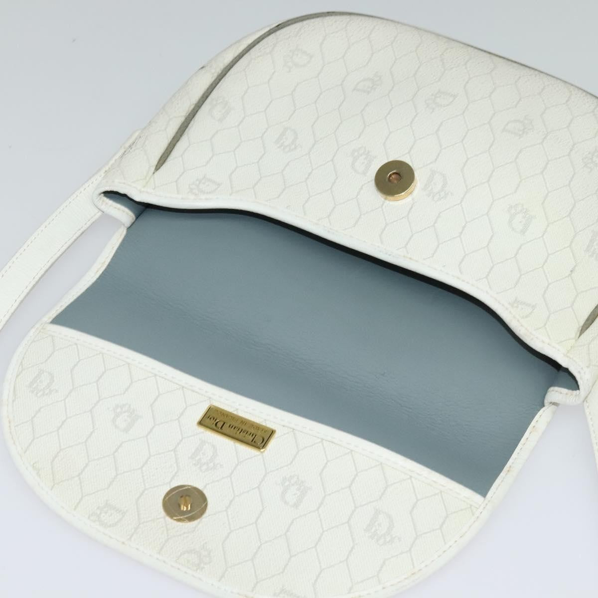 Christian Dior Vintage Honeycomb Flap Coated Canvas, White, Canvas, Wallet